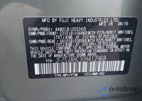 2016 Subaru Forester 2.5I Limited from USA, damaged, VIN JF2SJAHC3GH412968